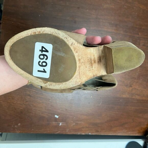 Eileen Fisher Womens Brown Sandals 7.5 Leather Heels Open Toe Classic Boho Fairy - Picture 8 of 9